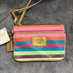 Coach Colorful Striped Wristlet